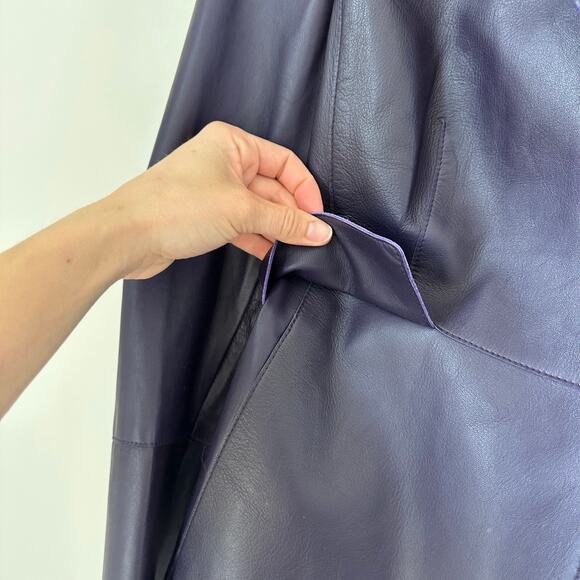 AKRIS Lamb Nappa Leather Collared Blazer Purple 12 - Picture 7 of 11